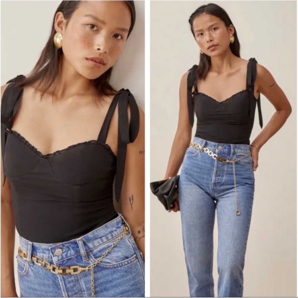 NEW Reformation Black Blanca Top